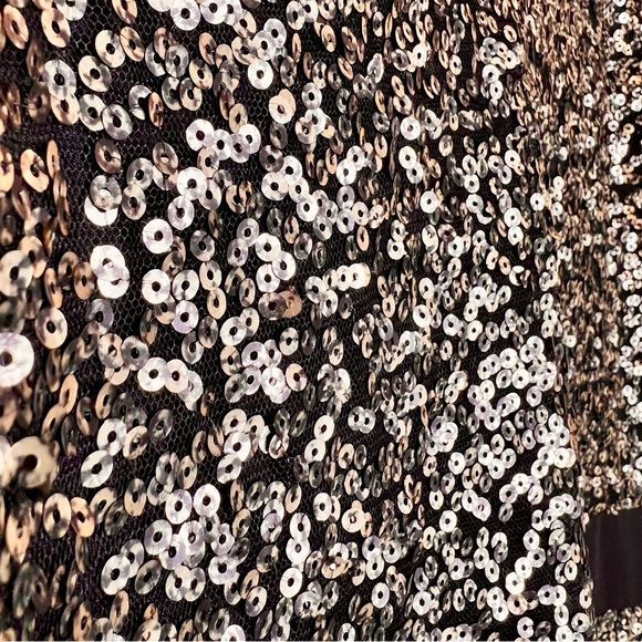 Hommage from Los Angeles NWT Metallic Blouse Medium Gold Sequin Sheer Neutral - Picture 7 of 14